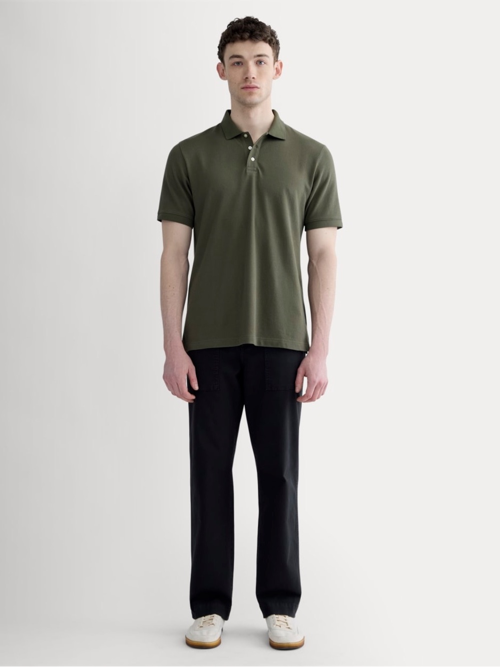 Everlane The Pique Polo Kalamata Green Cotton Short Sleeve Shirt Men M NWT - Picture 3 of 12